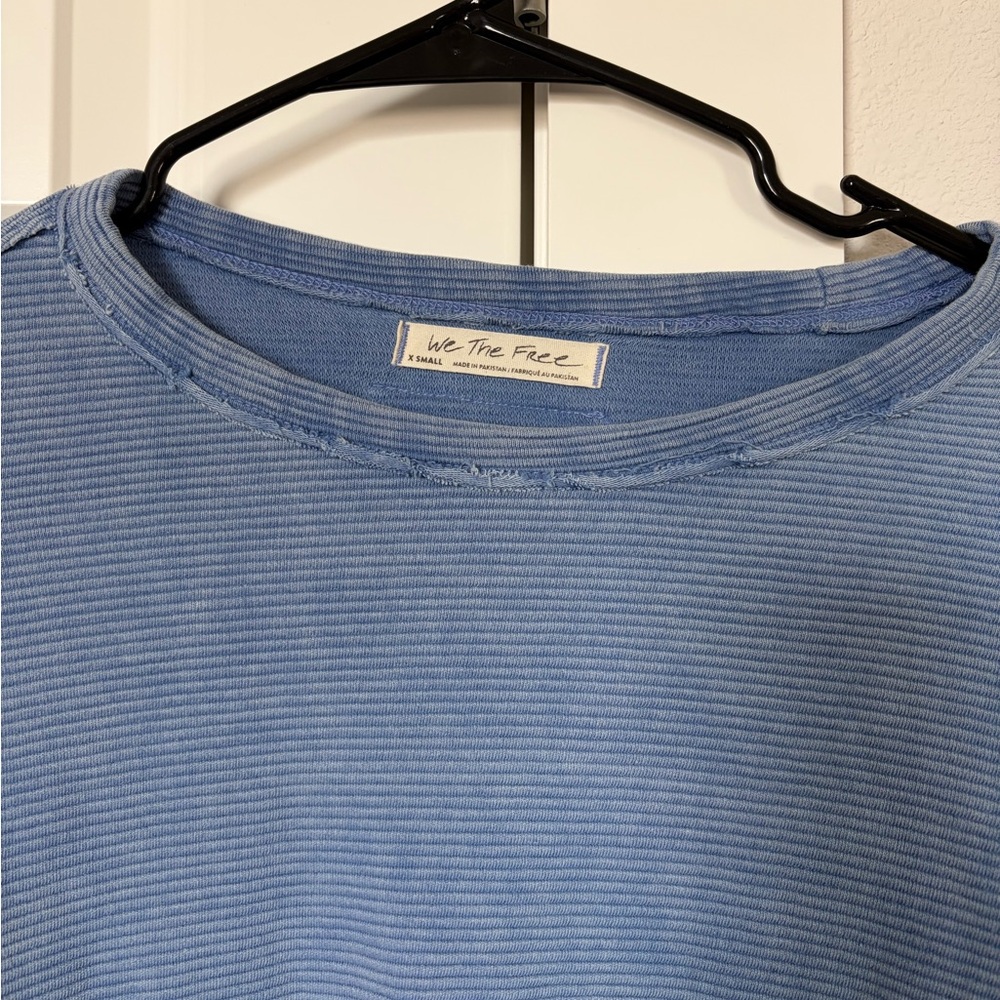 We The Free Sky Blue Ribbed Top